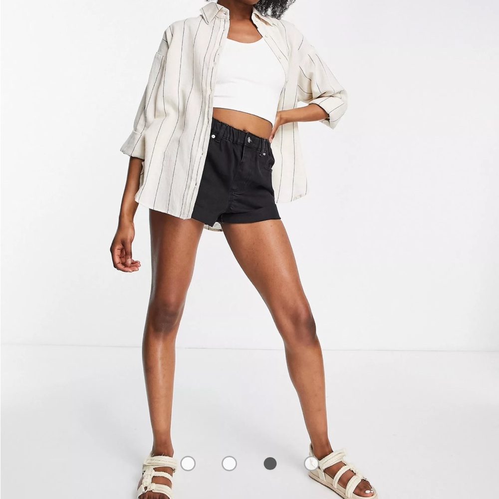 Asos linen oversized dad shirt in rustic stripe